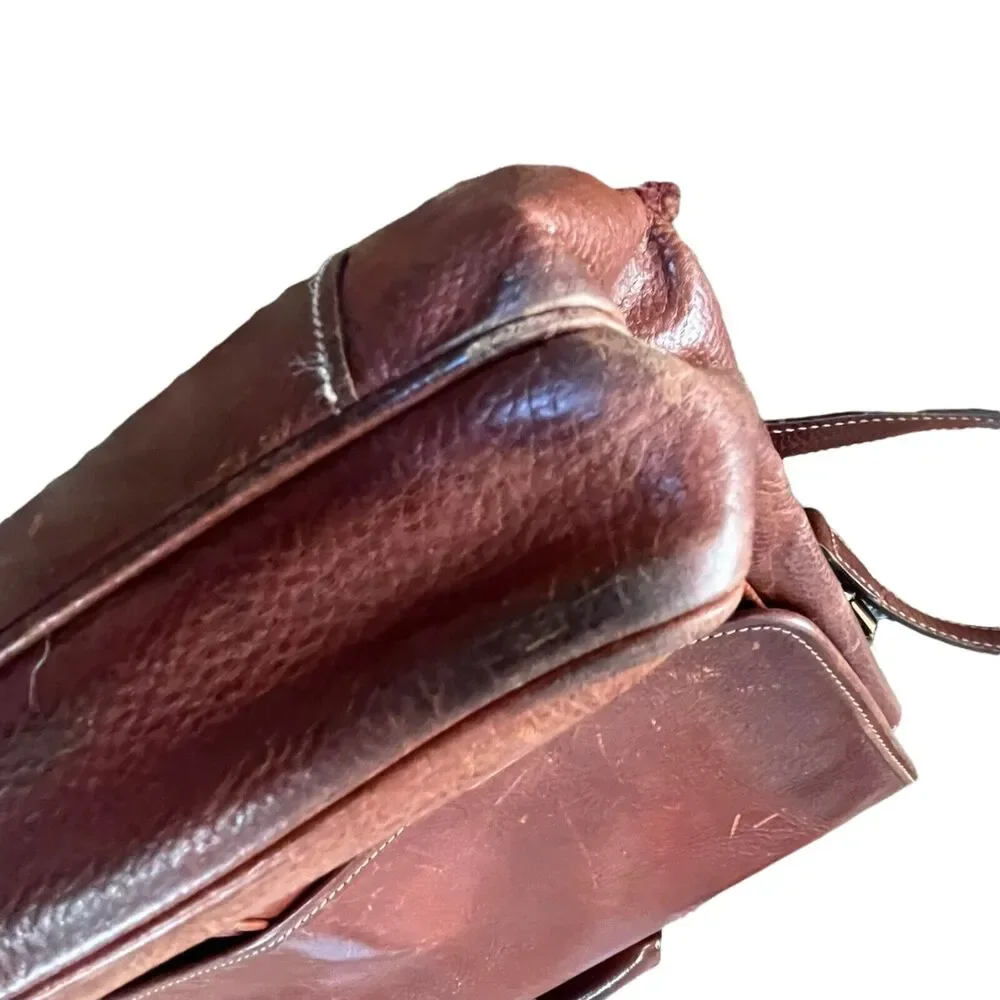 Cole Haan attache briefcase brown leather multi pocket double buckle 18